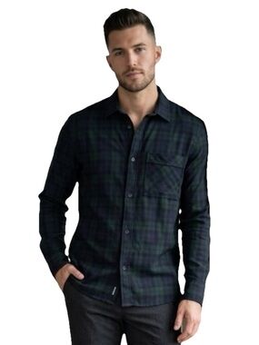 Current Elliott Black Blue Green Button Down Men’s Dress Shirt Size Medium